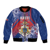 Personalised Second Empire of Haiti Sleeve Zip Bomber Jacket Imperial Coat Of Arms 1849-1859 Tropical Flowers