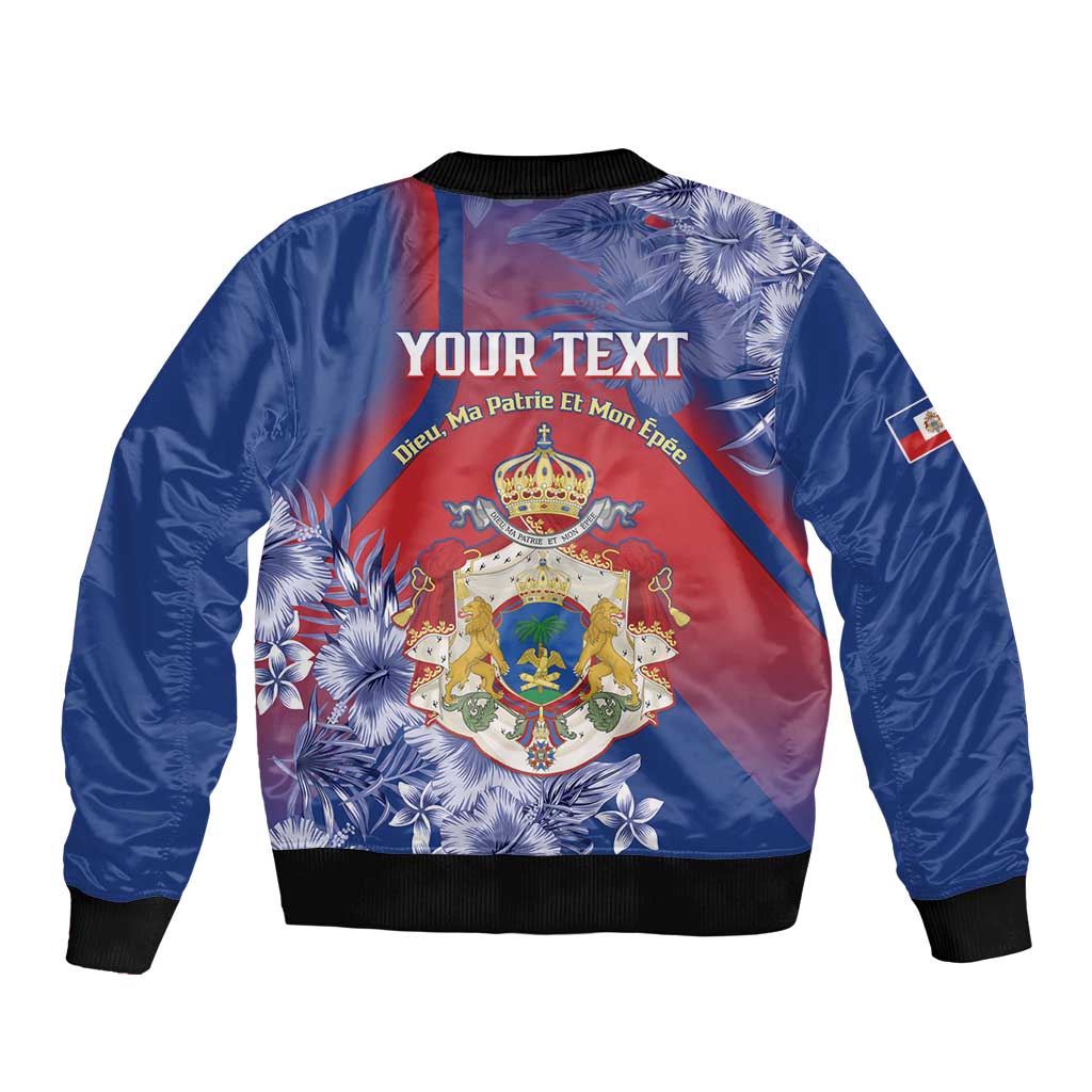 Personalised Second Empire of Haiti Sleeve Zip Bomber Jacket Imperial Coat Of Arms 1849-1859 Tropical Flowers