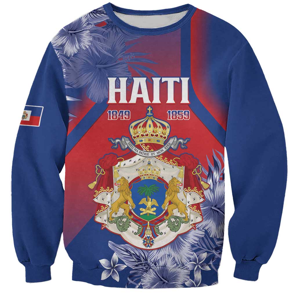 Personalised Second Empire of Haiti Sweatshirt Imperial Coat Of Arms 1849-1859 Tropical Flowers