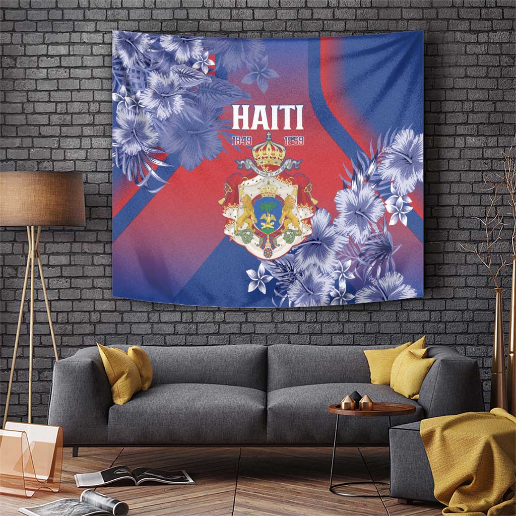 Second Empire of Haiti Tapestry Imperial Coat Of Arms 1849-1859 Tropical Flowers