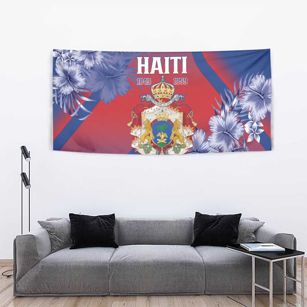 Second Empire of Haiti Tapestry Imperial Coat Of Arms 1849-1859 Tropical Flowers
