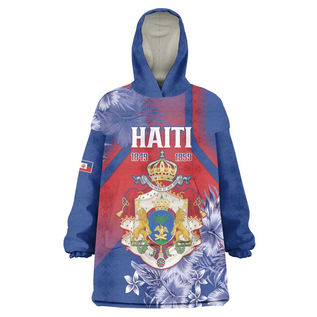 Personalised Second Empire of Haiti Wearable Blanket Hoodie Imperial Coat Of Arms 1849-1859 Tropical Flowers