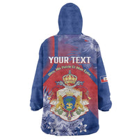 Personalised Second Empire of Haiti Wearable Blanket Hoodie Imperial Coat Of Arms 1849-1859 Tropical Flowers