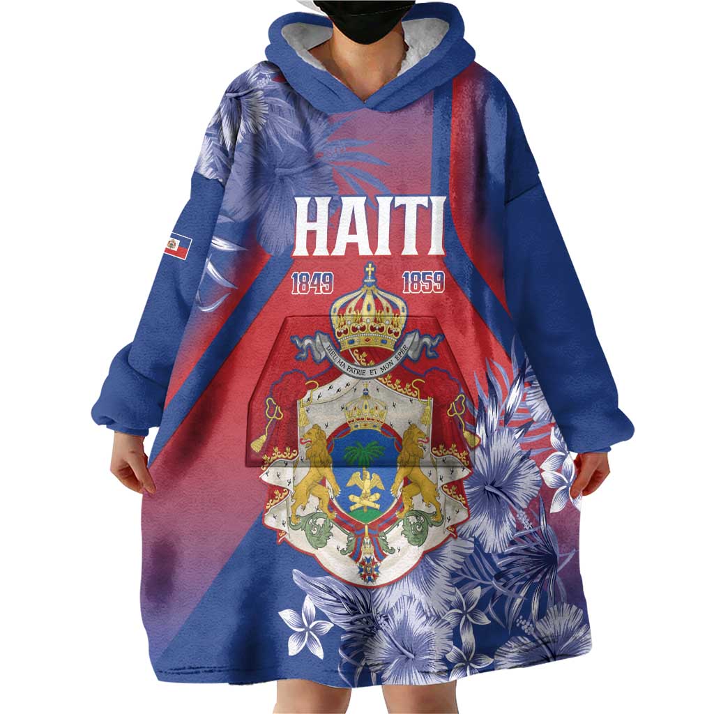 Personalised Second Empire of Haiti Wearable Blanket Hoodie Imperial Coat Of Arms 1849-1859 Tropical Flowers