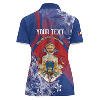 Personalised Second Empire of Haiti Women Polo Shirt Imperial Coat Of Arms 1849-1859 Tropical Flowers