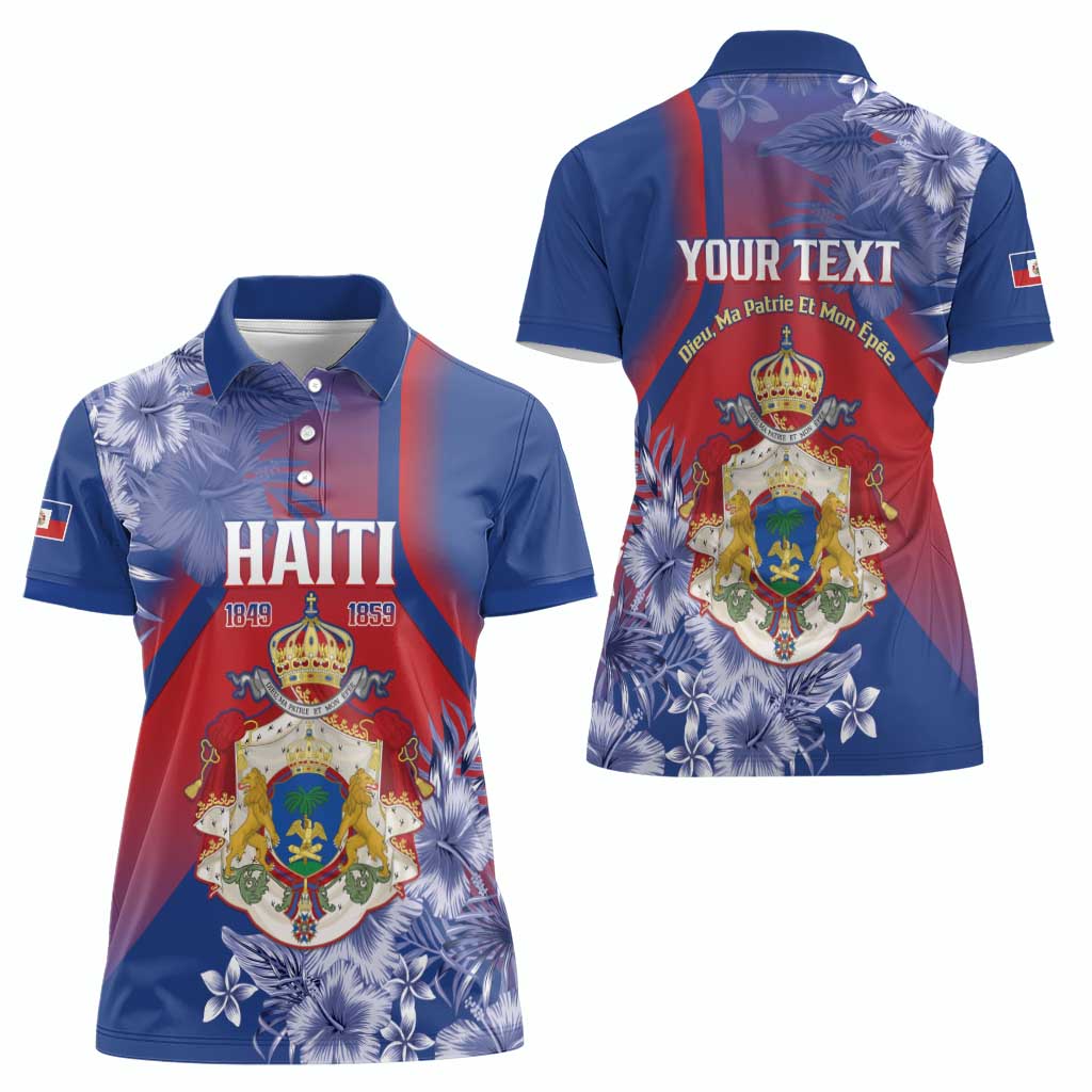 Personalised Second Empire of Haiti Women Polo Shirt Imperial Coat Of Arms 1849-1859 Tropical Flowers