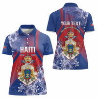 Personalised Second Empire of Haiti Women Polo Shirt Imperial Coat Of Arms 1849-1859 Tropical Flowers