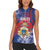 Personalised Second Empire of Haiti Women Sleeveless Polo Shirt Imperial Coat Of Arms 1849-1859 Tropical Flowers