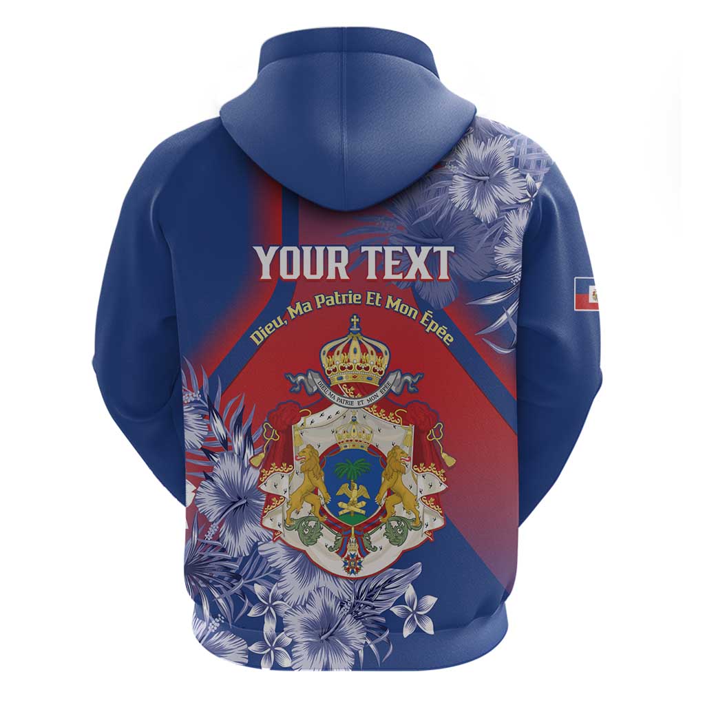 Personalised Second Empire of Haiti Zip Hoodie Imperial Coat Of Arms 1849-1859 Tropical Flowers