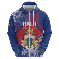 Personalised Second Empire of Haiti Zip Hoodie Imperial Coat Of Arms 1849-1859 Tropical Flowers