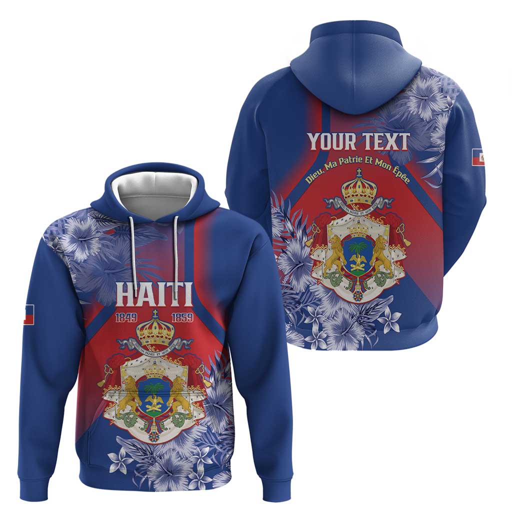 Personalised Second Empire of Haiti Zip Hoodie Imperial Coat Of Arms 1849-1859 Tropical Flowers