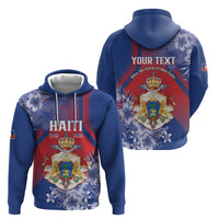 Personalised Second Empire of Haiti Zip Hoodie Imperial Coat Of Arms 1849-1859 Tropical Flowers