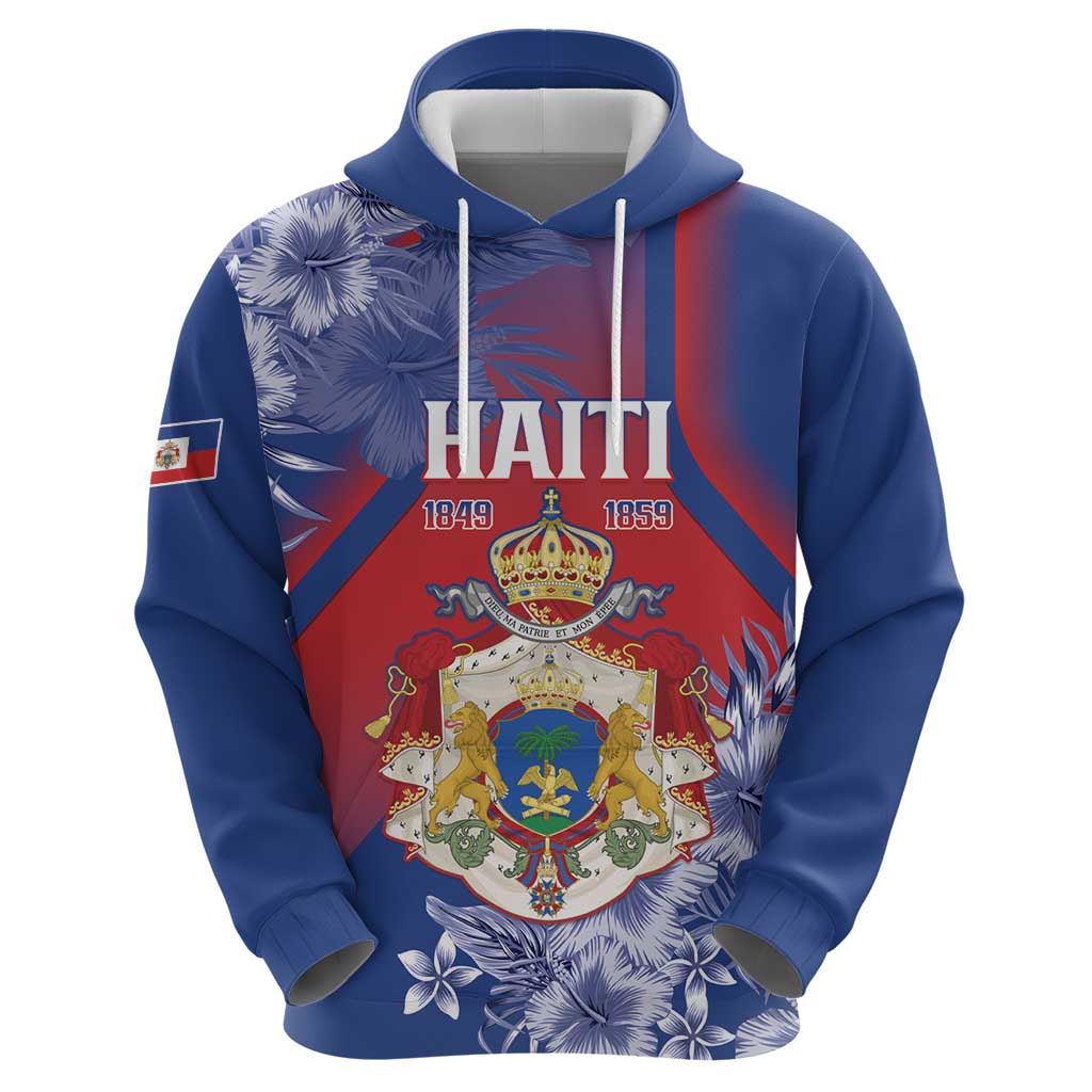Personalised Second Empire of Haiti Zip Hoodie Imperial Coat Of Arms 1849-1859 Tropical Flowers