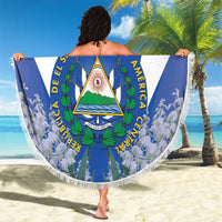 El Salvador Beach Blanket Turquoise-Browed Motmot With Coat Of Arms - Wonder Print Shop