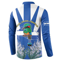 El Salvador Button Sweatshirt Turquoise-Browed Motmot With Coat Of Arms - Wonder Print Shop
