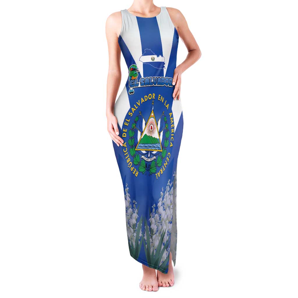 El Salvador Family Matching Tank Maxi Dress and Hawaiian Shirt Turquoise-Browed Motmot With Coat Of Arms - Wonder Print Shop