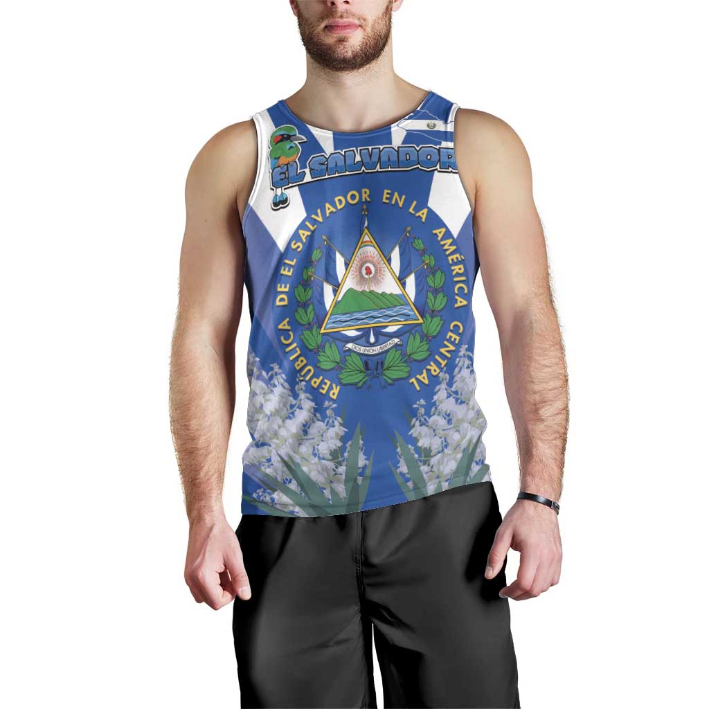 El Salvador Men Tank Top Turquoise-Browed Motmot With Coat Of Arms - Wonder Print Shop
