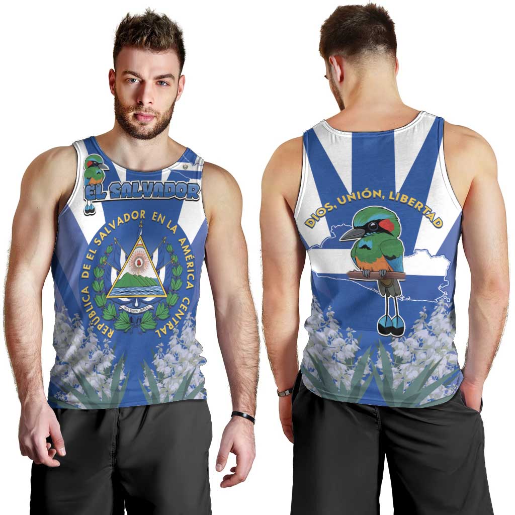 El Salvador Men Tank Top Turquoise-Browed Motmot With Coat Of Arms - Wonder Print Shop