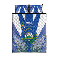 El Salvador Quilt Bed Set Turquoise-Browed Motmot With Coat Of Arms - Wonder Print Shop