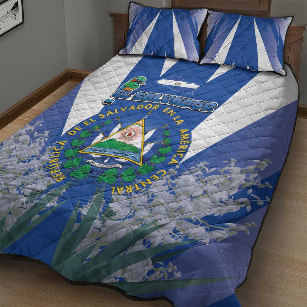 El Salvador Quilt Bed Set Turquoise-Browed Motmot With Coat Of Arms - Wonder Print Shop
