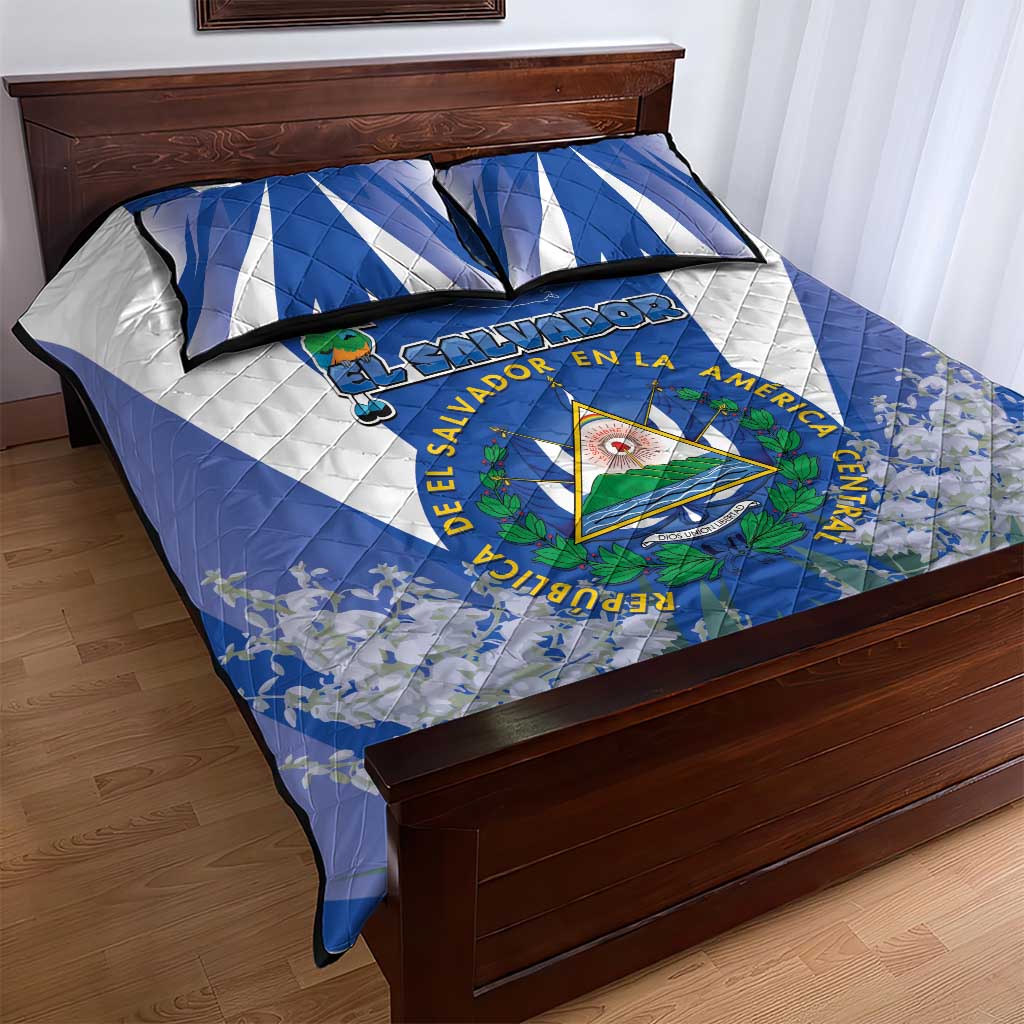El Salvador Quilt Bed Set Turquoise-Browed Motmot With Coat Of Arms - Wonder Print Shop