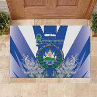 El Salvador Rubber Doormat Turquoise-Browed Motmot With Coat Of Arms - Wonder Print Shop