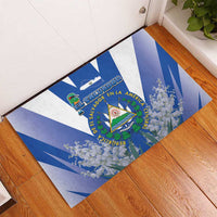 El Salvador Rubber Doormat Turquoise-Browed Motmot With Coat Of Arms - Wonder Print Shop