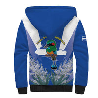 El Salvador Sherpa Hoodie Turquoise-Browed Motmot With Coat Of Arms - Wonder Print Shop