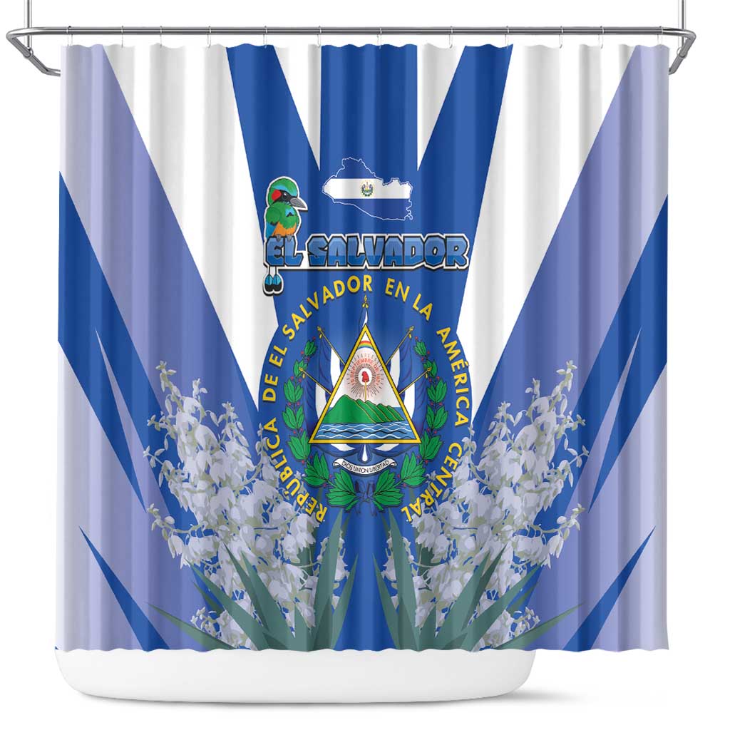El Salvador Shower Curtain Turquoise-Browed Motmot With Coat Of Arms
