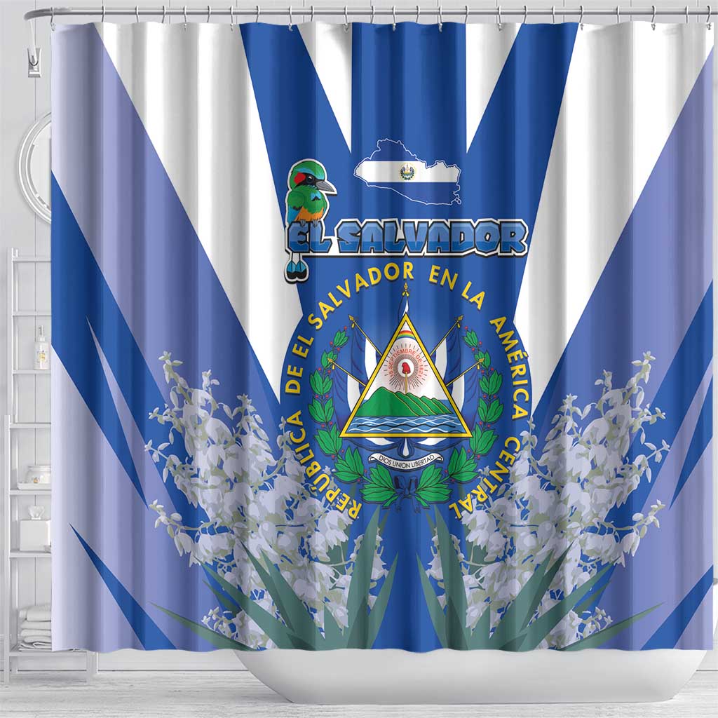 El Salvador Shower Curtain Turquoise-Browed Motmot With Coat Of Arms