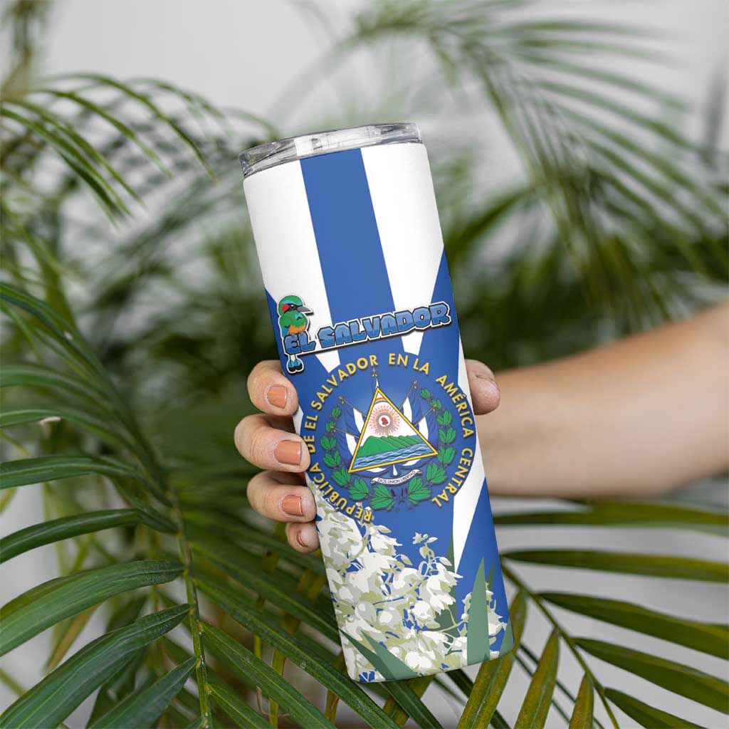 El Salvador Skinny Tumbler Turquoise-Browed Motmot With Coat Of Arms - Wonder Print Shop