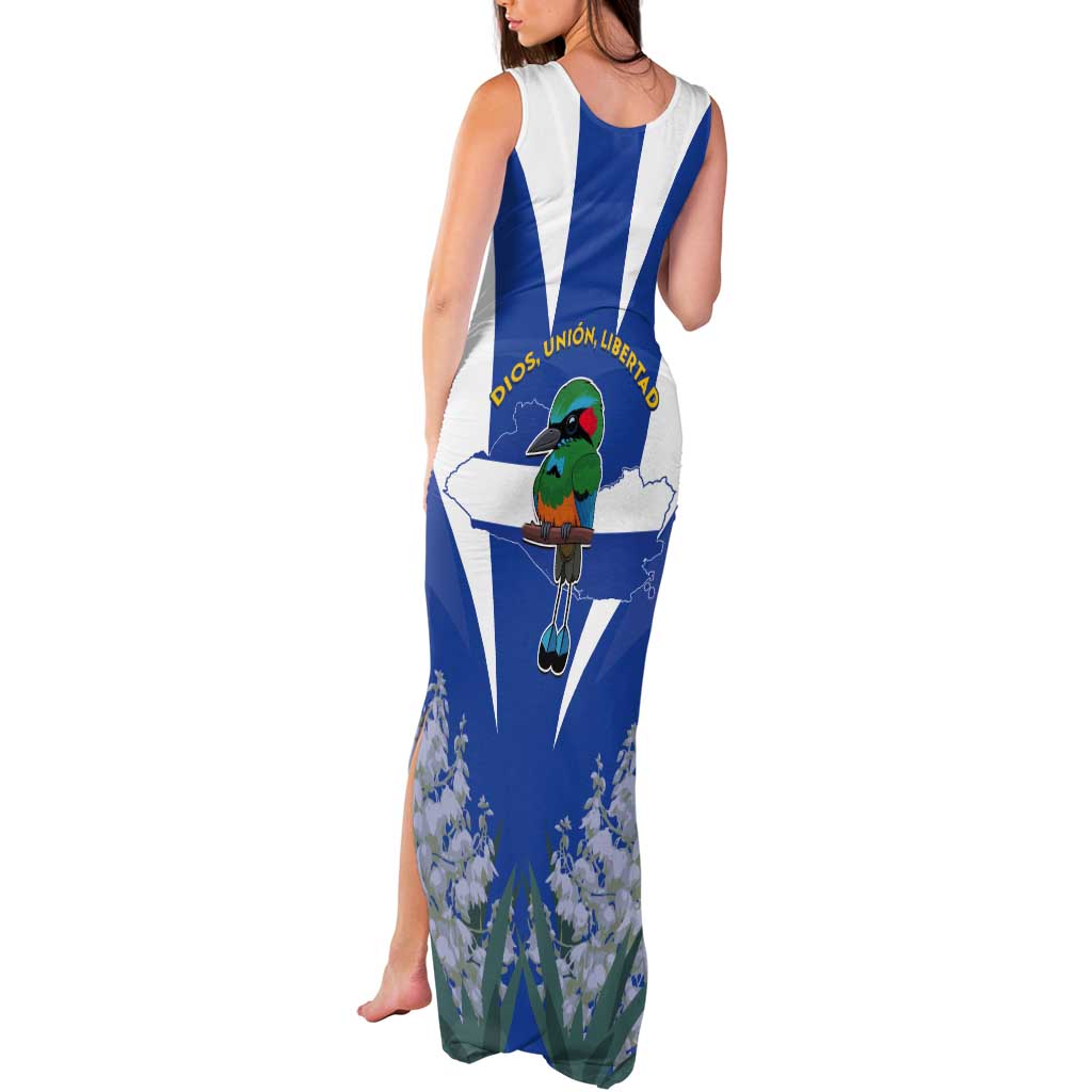 El Salvador Tank Maxi Dress Turquoise-Browed Motmot With Coat Of Arms - Wonder Print Shop