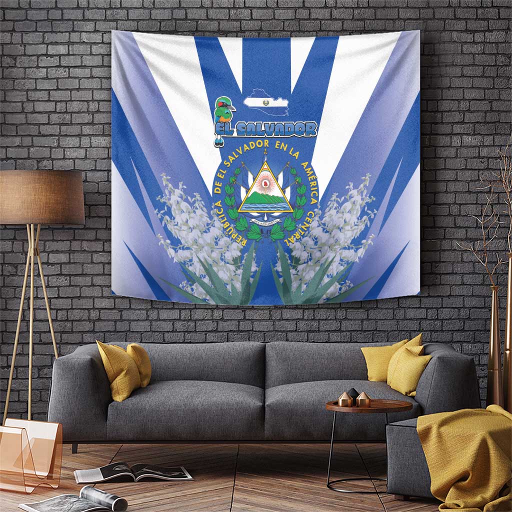 El Salvador Tapestry Turquoise-Browed Motmot With Coat Of Arms - Wonder Print Shop