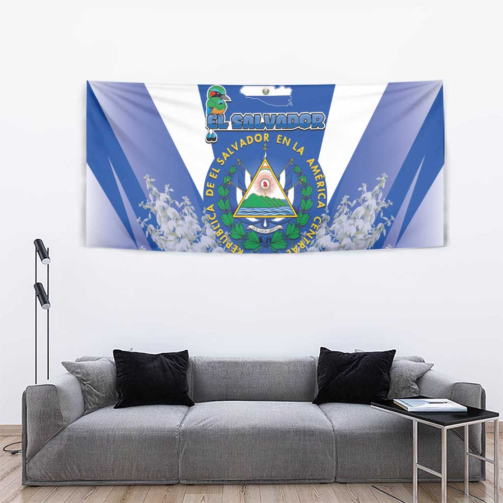 El Salvador Tapestry Turquoise-Browed Motmot With Coat Of Arms - Wonder Print Shop