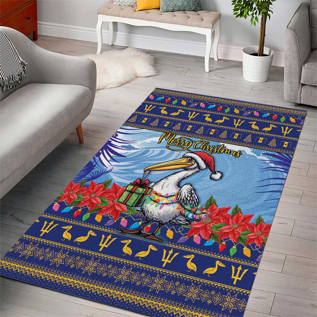 Barbados Christmas Area Rug Pelican With Poinsettia - Wonder Print Shop