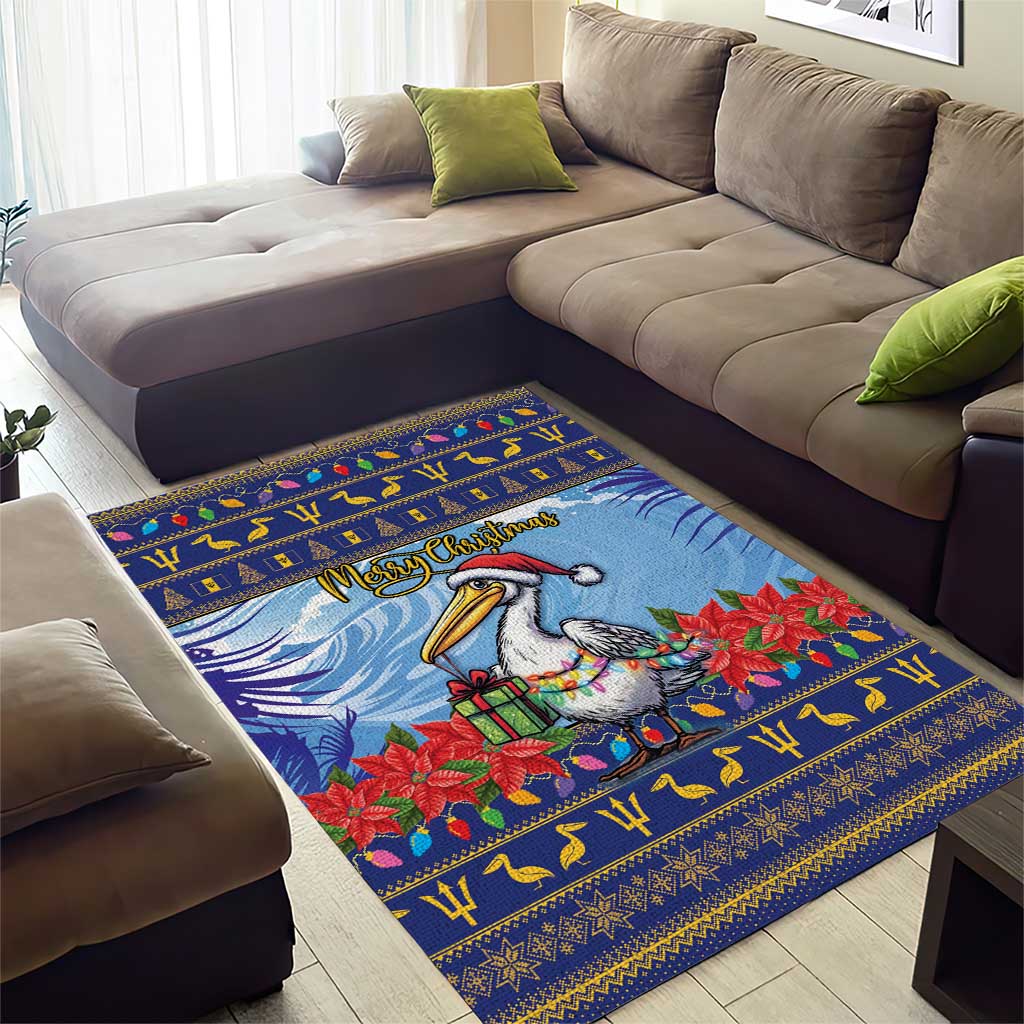Barbados Christmas Area Rug Pelican With Poinsettia - Wonder Print Shop