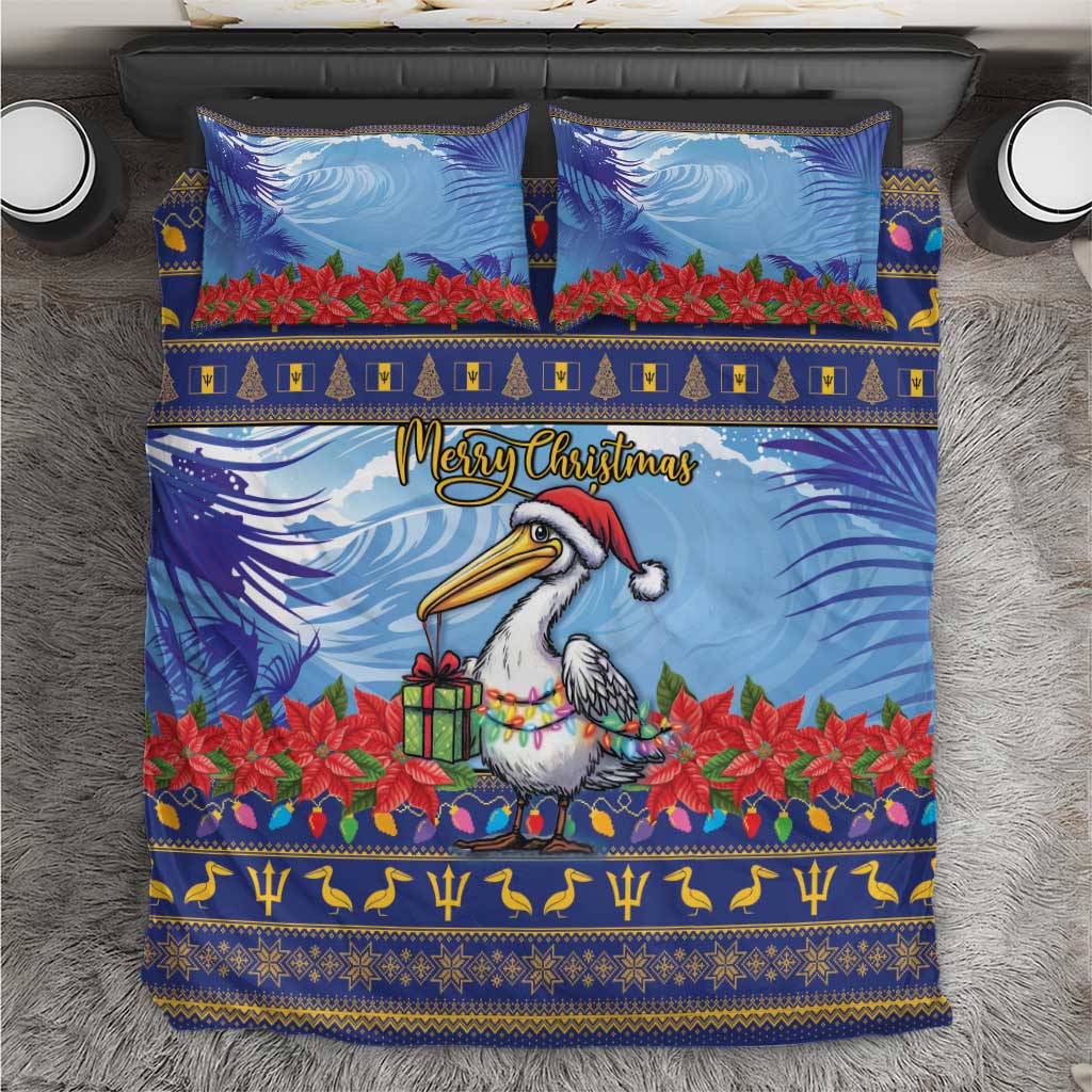 Barbados Christmas Bedding Set Pelican With Poinsettia - Wonder Print Shop