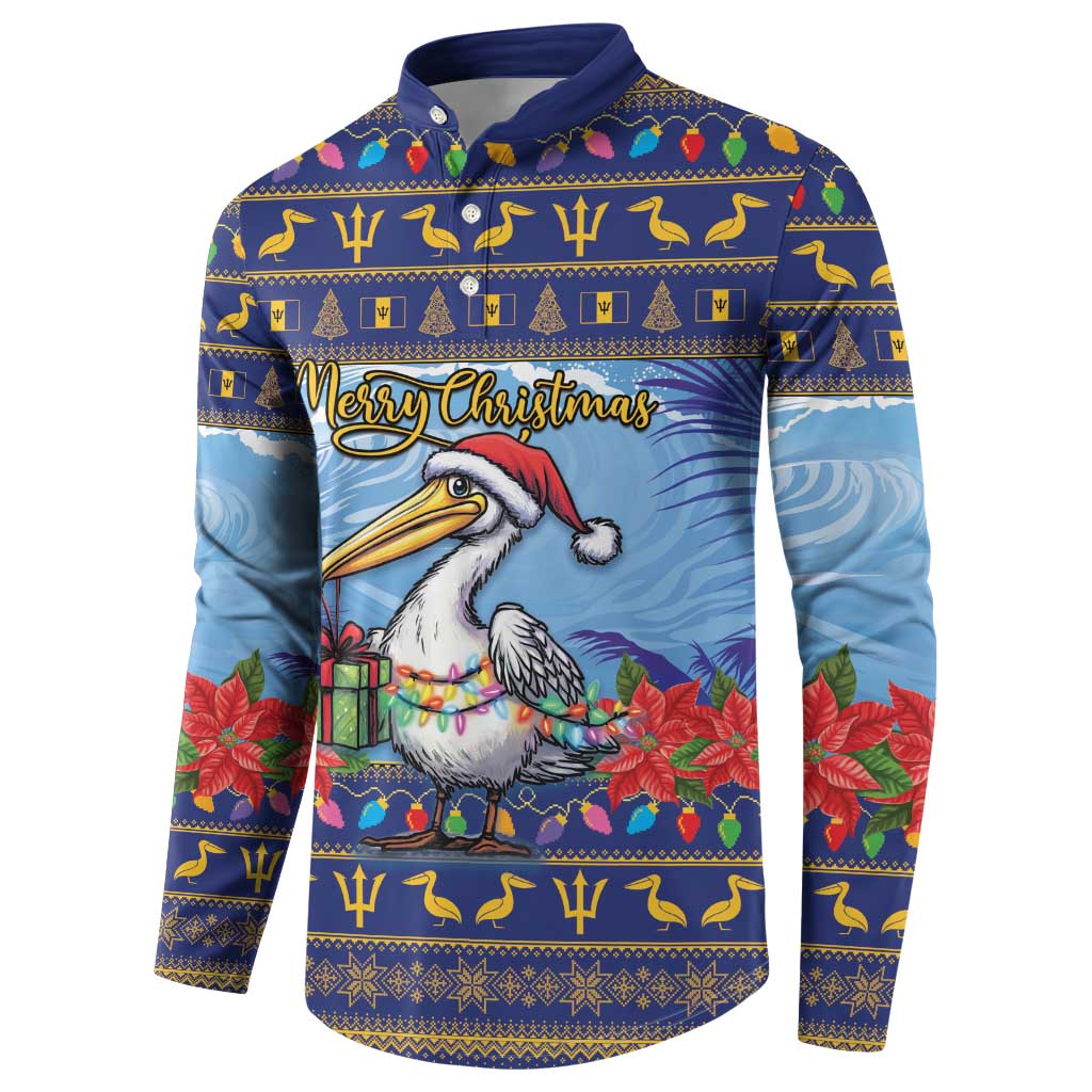 Barbados Christmas Button Sweatshirt Pelican With Poinsettia - Wonder Print Shop
