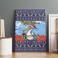 Barbados Christmas Canvas Wall Art Pelican With Poinsettia - Wonder Print Shop