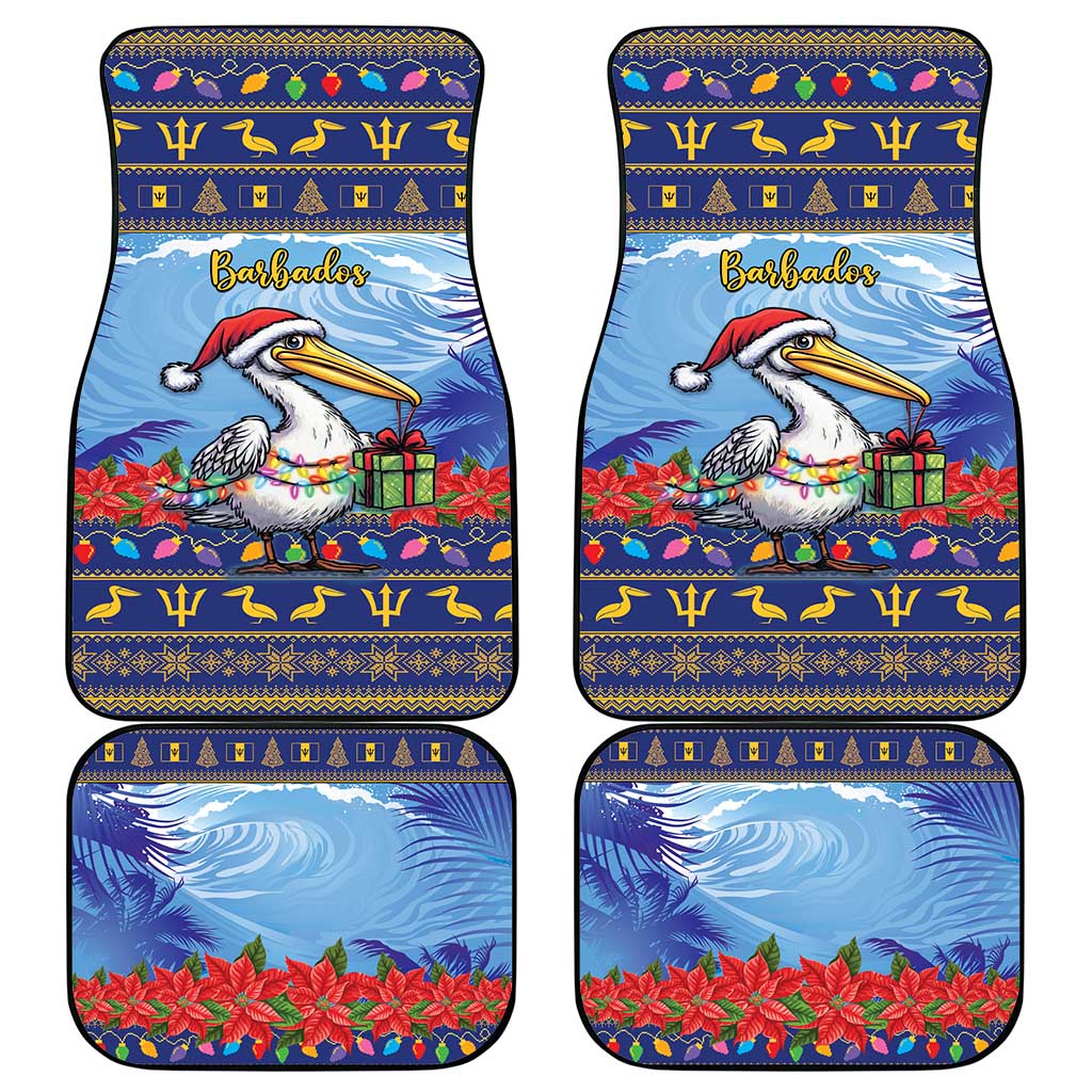 Barbados Christmas Car Mats Pelican With Poinsettia - Wonder Print Shop