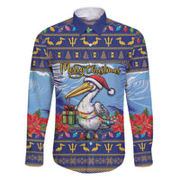 Barbados Christmas Family Matching Short Sleeve Bodycon Dress and Hawaiian Shirt Pelican With Poinsettia - Wonder Print Shop