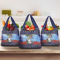 Barbados Christmas Grocery Bag Pelican With Poinsettia