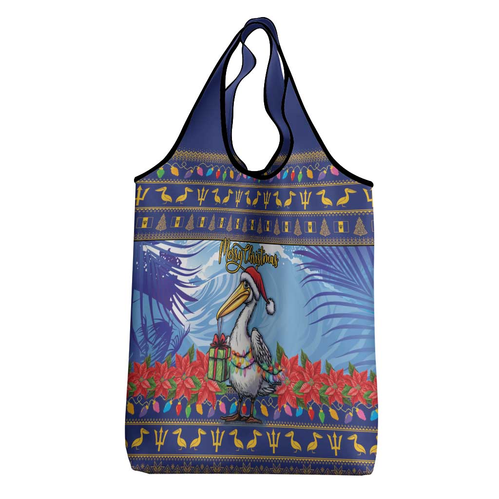 Barbados Christmas Grocery Bag Pelican With Poinsettia