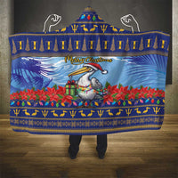 Barbados Christmas Hooded Blanket Pelican With Poinsettia