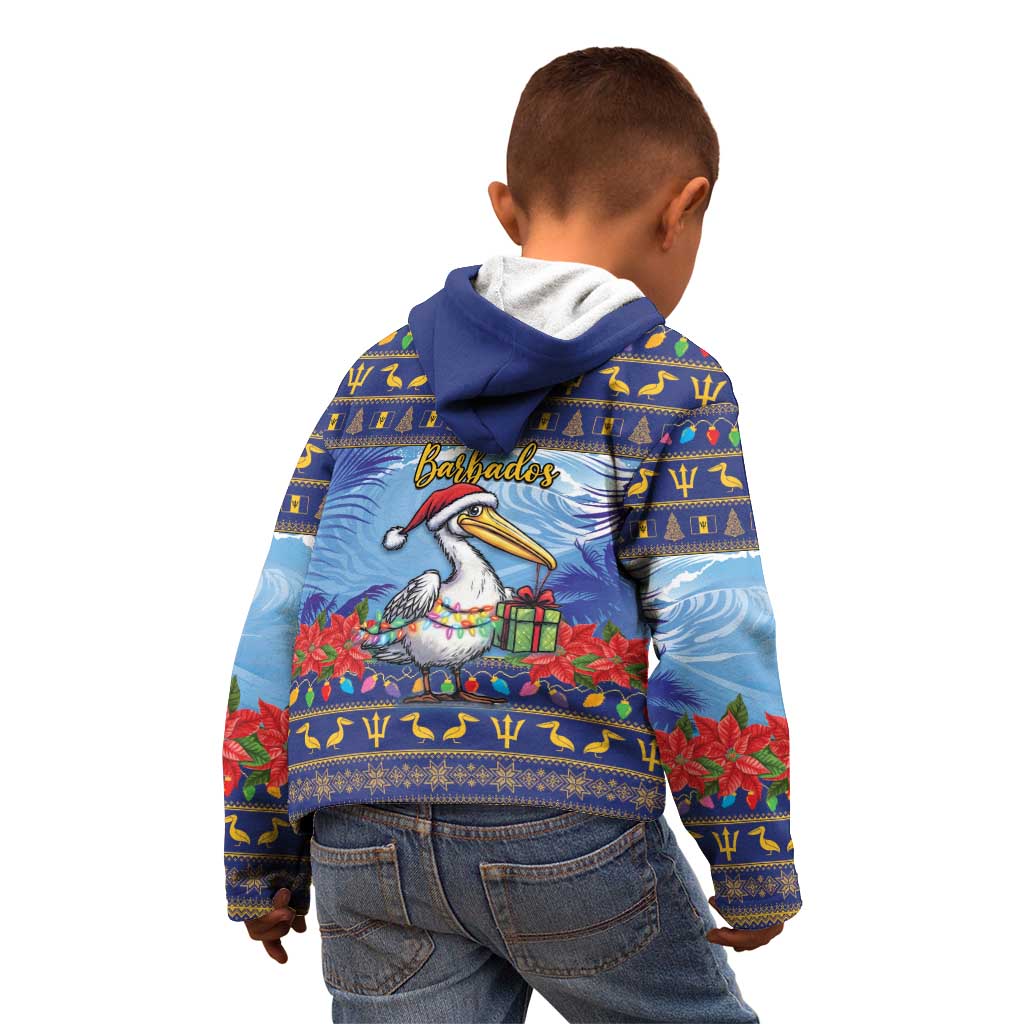 Barbados Christmas Kid Hoodie Pelican With Poinsettia - Wonder Print Shop