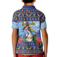 Barbados Christmas Kid Polo Shirt Pelican With Poinsettia - Wonder Print Shop