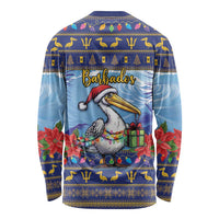Barbados Christmas Long Sleeve Shirt Pelican With Poinsettia - Wonder Print Shop