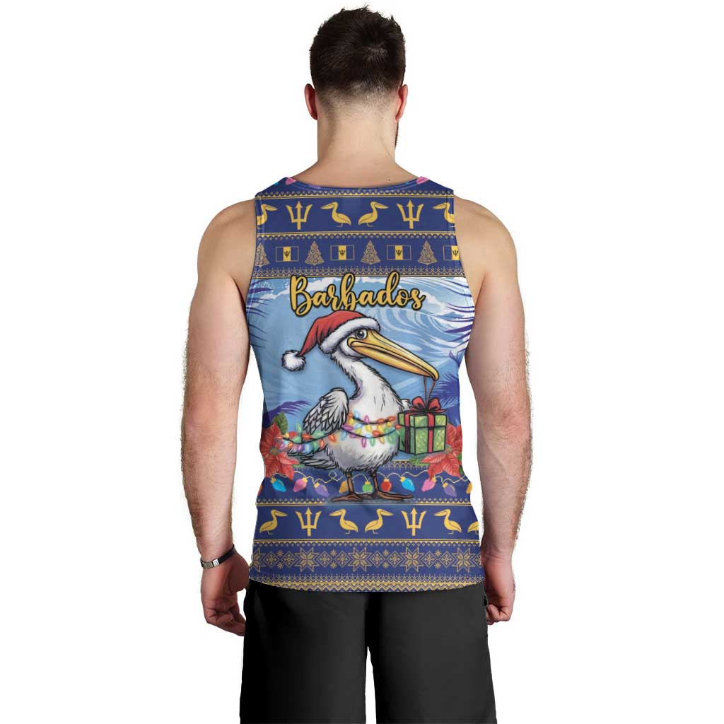 Barbados Christmas Men Tank Top Pelican With Poinsettia - Wonder Print Shop