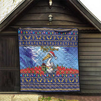 Barbados Christmas Quilt Pelican With Poinsettia - Wonder Print Shop