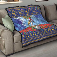 Barbados Christmas Quilt Pelican With Poinsettia - Wonder Print Shop